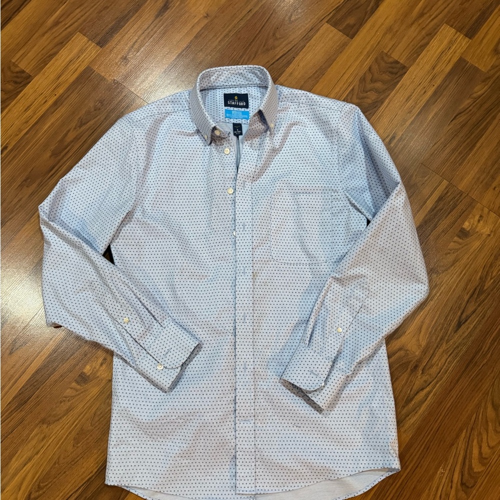 Stafford Blue Casual Button Down Shirt